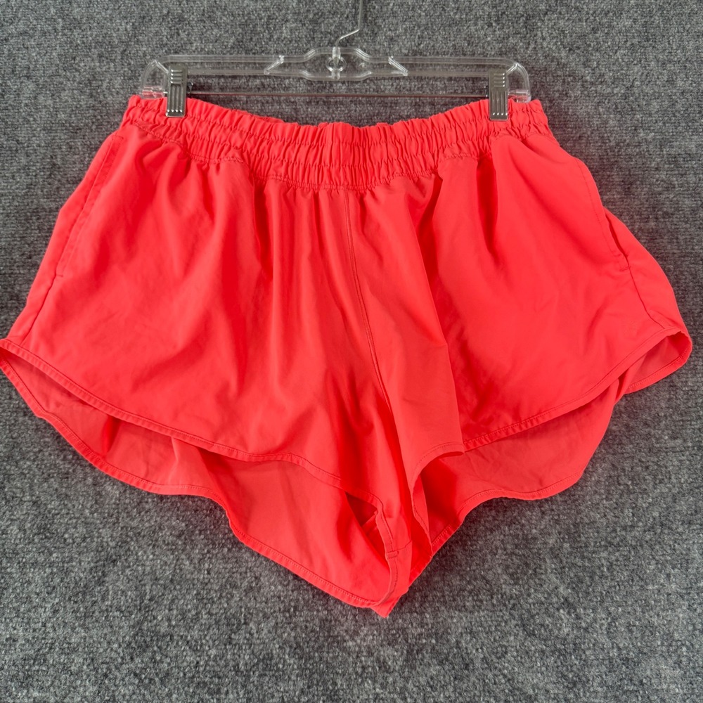 OFFLINE by Aerie Running Shorts Womens Large Coral Neon Sustainable Dolphin Hem